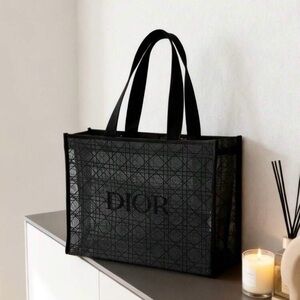 NEW Dior Black Logo Mesh Tote